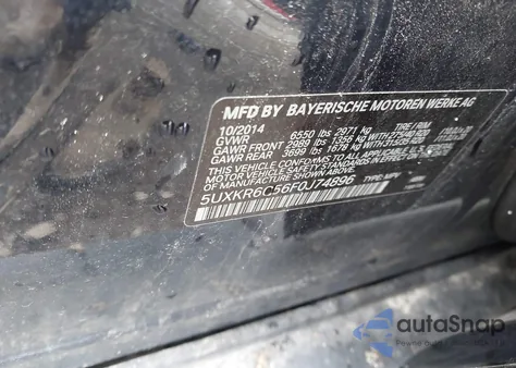 2015 BMW X5 xDrive50I z USA, uszkodzony, nr VIN 5UXKR6C56F0J74896